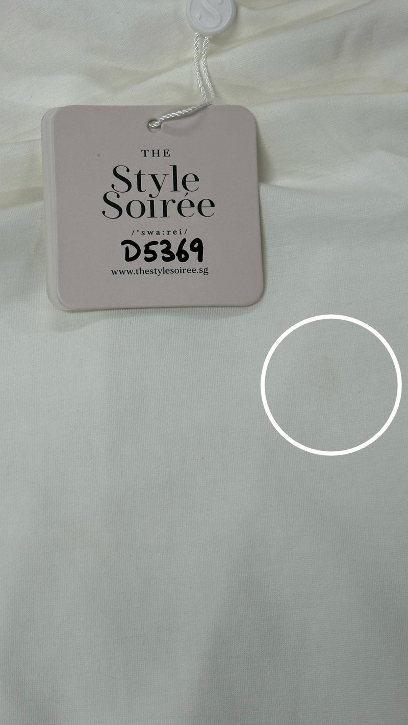 DEFECT | Rindie Ruched Slit Dress in White in M DEFECT | Rindie Ruched Slit Dress in White in M