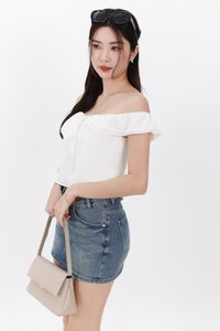 Orene Offshoulder Bow Blouse in White