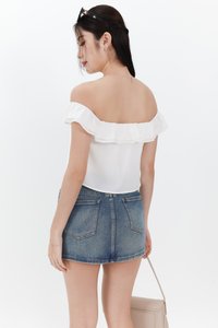 Orene Offshoulder Bow Blouse in White
