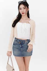 Briella Button Up Knit Cardigan in Cream Yellow