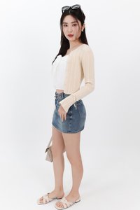 Briella Button Up Knit Cardigan in Cream Yellow