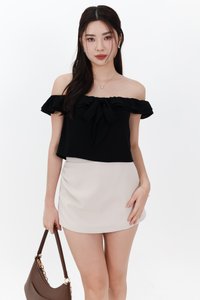 Orene Offshoulder Bow Blouse in Black