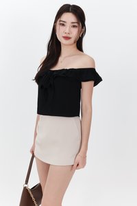 Orene Offshoulder Bow Blouse in Black