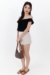 Orene Offshoulder Bow Blouse in Black