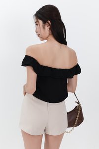 Orene Offshoulder Bow Blouse in Black