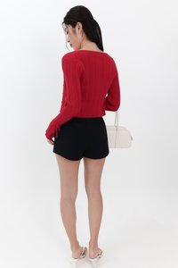 Briella Button Up Knit Cardigan in Red