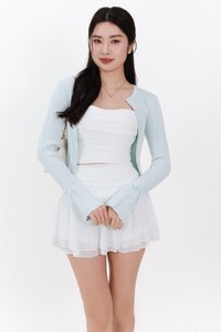 Briella Button Up Knit Cardigan in Ice Blue