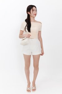 RESTOCKS | Casa Co-ord Highwaist Shorts in White RESTOCKS | Casa Co-ord Highwaist Shorts in White