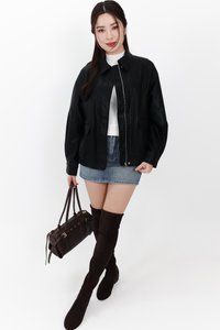 RESTOCKS | Peira PU Leather Jacket in Black