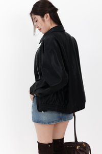 RESTOCKS | Peira PU Leather Jacket in Black