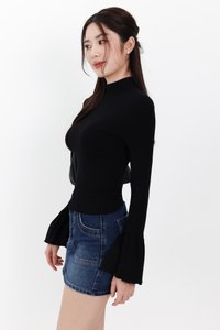 RESTOCKS | Hudson High Neck Sleeve Top V4 in Black