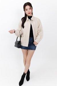 Peira PU Leather Jacket in Cream