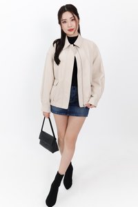 Peira PU Leather Jacket in Cream