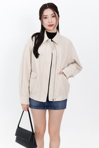 Peira PU Leather Jacket in Cream