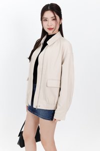 Peira PU Leather Jacket in Cream