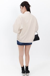 Peira PU Leather Jacket in Cream