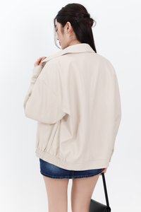 Peira PU Leather Jacket in Cream