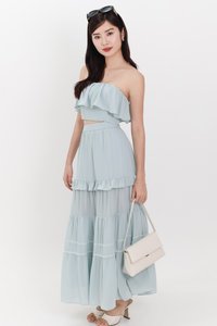 Coastal Co-ord Maxi Tiered Skirt in Tiffany Blue