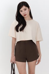 Brandy Boxy Cropped Tee in Pale Yellow