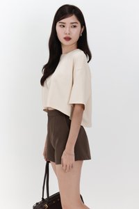 Brandy Boxy Cropped Tee in Pale Yellow