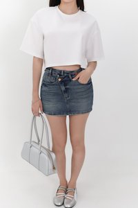 Brandy Boxy Cropped Tee in White