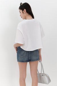 Brandy Boxy Cropped Tee in White