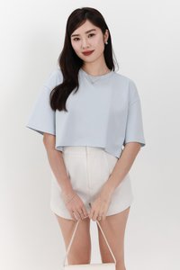 Brandy Boxy Cropped Tee in Pastel Blue