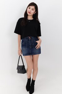 Brandy Boxy Cropped Tee in Black