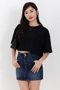 Brandy Boxy Cropped Tee in Black