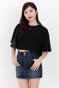 Danny Double Button Denim Skorts in Dark Wash