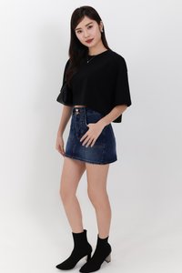 Brandy Boxy Cropped Tee in Black