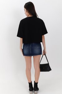 Brandy Boxy Cropped Tee in Black