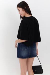 Brandy Boxy Cropped Tee in Black