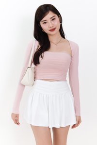 Candy Co-ord Mesh Bolero Tube Set in Light Pink