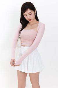 Candy Co-ord Mesh Bolero Tube Set in Light Pink
