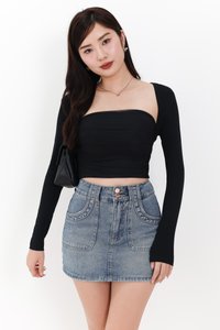 Candy Co-ord Mesh Bolero Tube Set in Black