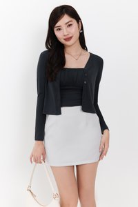RESTOCKS | Chaerin Cardigan Top Set in Dark Grey