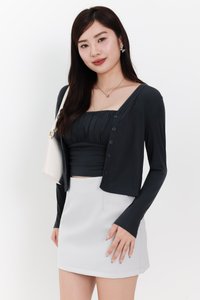 RESTOCKS | Chaerin Cardigan Top Set in Dark Grey