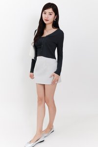 RESTOCKS | Chaerin Cardigan Top Set in Dark Grey