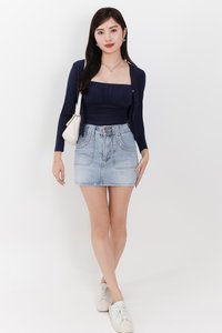 Chaerin Cardigan Top Set in Navy