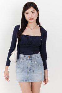 Chaerin Cardigan Top Set in Navy
