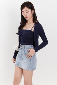 Chaerin Cardigan Top Set in Navy