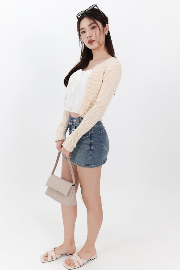 Briella Button Up Knit Cardigan in Cream Yellow