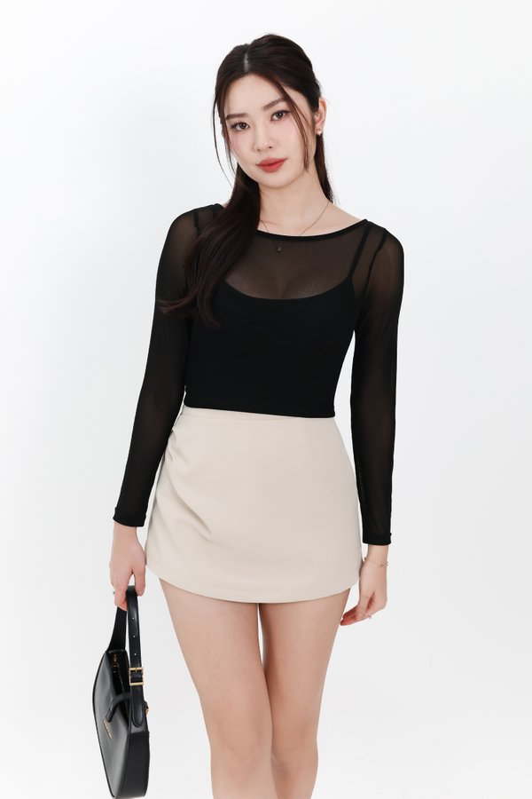Rumi Ruched Skorts in Nude Grey