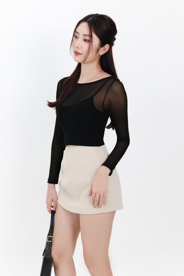 Rumi Ruched Skorts in Nude Grey
