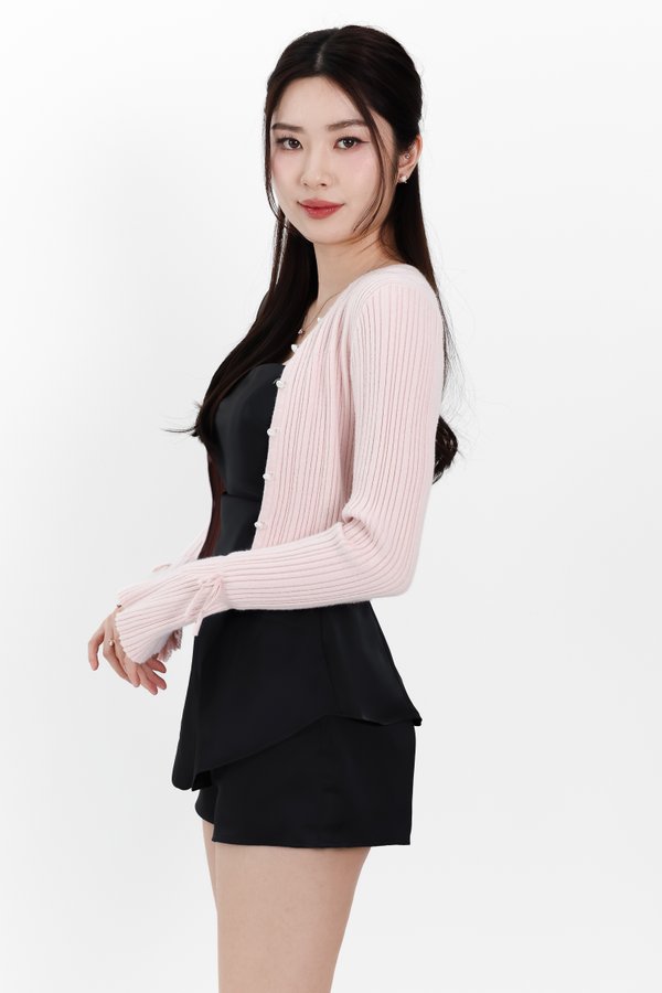 DEFECT | Briella Button Up Knit Cardigan in Light Pink in XL