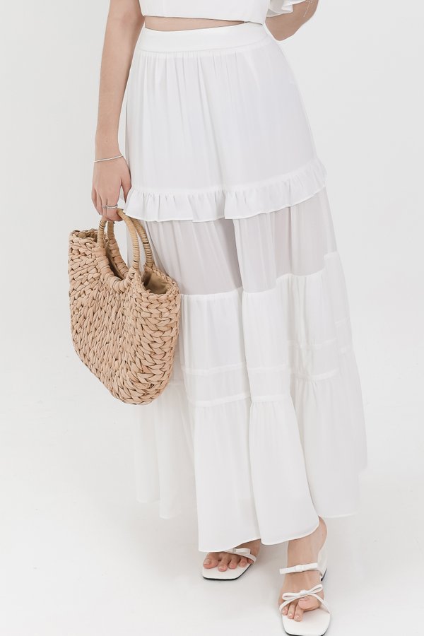 Coastal Co-ord Maxi Tiered Skirt in White