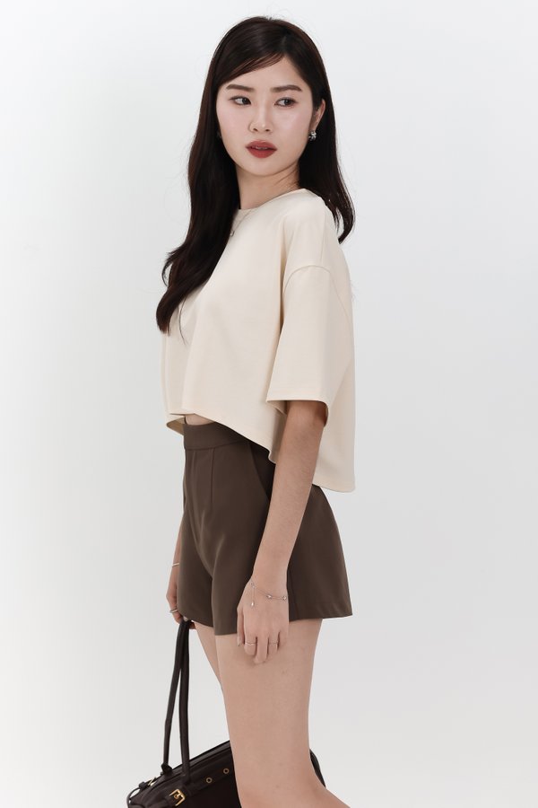 DEFECT | Brandy Boxy Cropped Tee in Pale Yellow in S