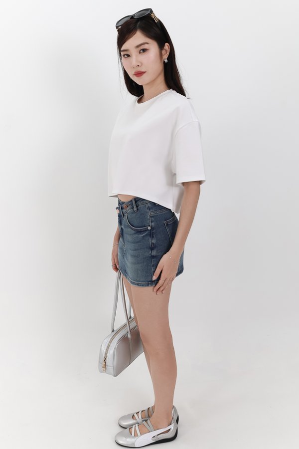 DEFECT | Brandy Boxy Cropped Tee in White in XSS