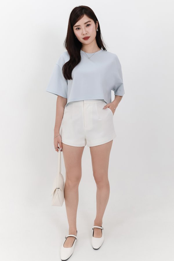 Brandy Boxy Cropped Tee in Pastel Blue